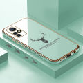 Jizetin (Free Lanyard) for Infinix Zero X Pro / Zero X Back Cover Antlers Luxury 6D Plating Case Side Pattern Soft Silicone Square Phone Cases. 