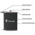 Pocket Hip Flask 8 Oz with Funnel Stainless Steel with Black Leather Wrapped Cover and Leak Proof - Fits any Suit for Discrete Liquor Drinking. 