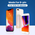 8-Pin to 3.5mm AUX Adapter For iPhone 14 13 12 Pro Male to Female Audio Splitter Headphone Connector Adapter for iOS 14 Above [Without Bluetooth Plug and Play]. 