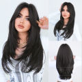 high-quality natural layered layered wigs women's figure eight bangs, gradient long straight hair, full head set. 