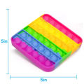 Push Pop Bubble Fidget Spinner Pop It Silicone Toy - 5 inches - New Rainbow Square. 