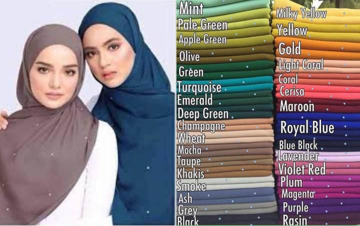 [ Global Hijab ] Tudung Shawl Chiffon Batu Tabur