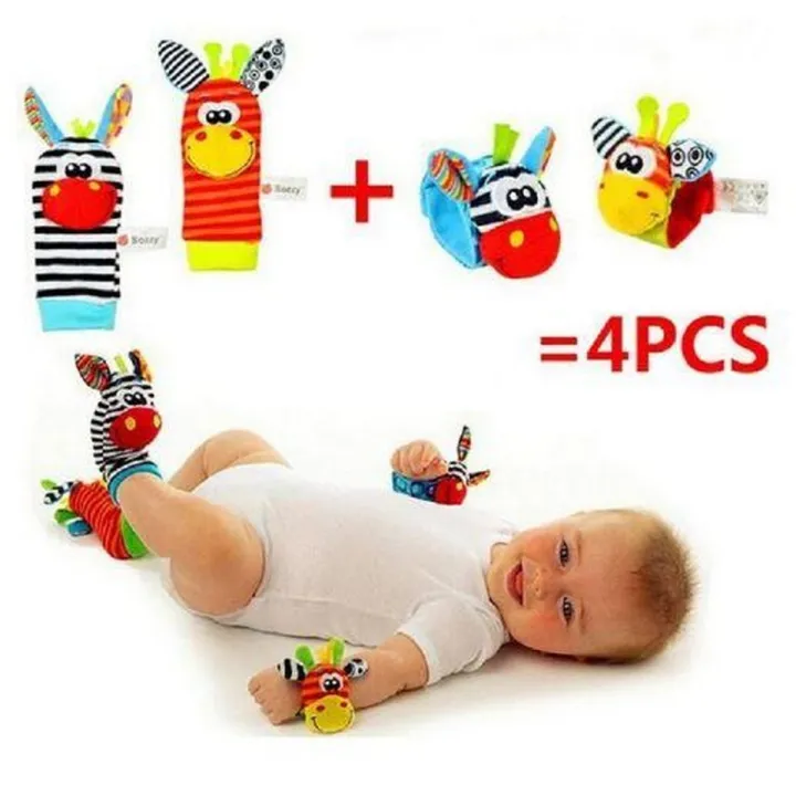4%20Pcs%20Baby%20Rattle%20Animal%20Socks%20Wrist%20Strap%20+%20Baby%20Socks%20Foot%20Finder%20Educational%20Hand%20bells%20Cute%20Giraffe%20Cartoon%20Baby%20Toy%20-%20Image%202