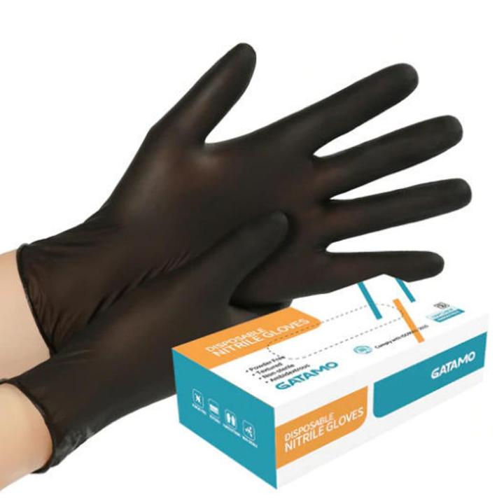 Gatamo black nitrile disposable gloves 100pc box  durable strong 100% nitrile gloves for food cooking workshop hair dressing