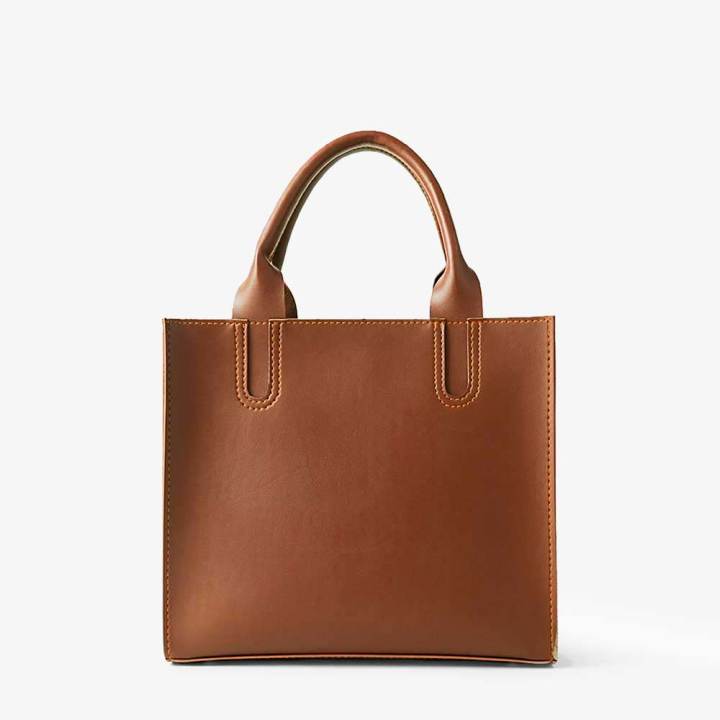 Long handle leather tote bag best sale