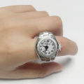 Finger Ring Watch Shape Stretchy Unisex Pointer Round Dial Quartz Watch Ring for Cocktail Party. 