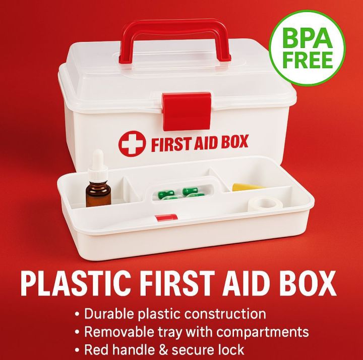 Bandage Box with Extra Tray & Compartments | Medical Storage Organizer