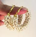 Elegant Golden With White Pearls Gujra Hoop Earrings Jewellery For Women FDS-006. 