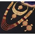 PREMIUM QUALITY MATTE GOLD FINISH BRIDAL JEWELLERY SET FOR WOMEN. 