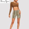 Fashion Leopard grid Print Women's shorts cycling Casual Snake Print Women cycling High waist shorts femme. 