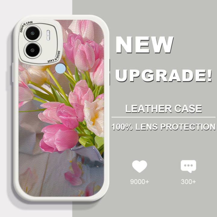 YYDS for Redmi A2+ A2 Plus A1+ A1 Plus Back Cover Romantic Tulips PU Leather Silicone Phone Case Ultra Thin Soft Drop Protection Case