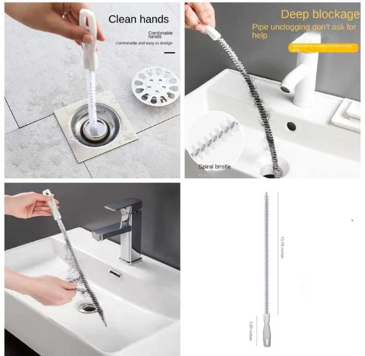 Flexible Sink Brush Water Pipe Drain Dredge Tool Bath Plug Long Hair ...