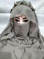 CROWN READY TO WEAR NIQAB WITH PEARLS – DIRTY GREY. 