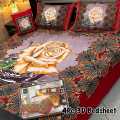 4 Piece 3D Crystal Cotton Bedsheet | Double Size Bedsheet | Poly Cotton Bedsheet | King Size Bedsheet with 3 pillow and 1 Double Size Bedsheet. 