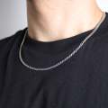 Never Fade Colour Chains Italian Stainless Steel Lasting Color 3mm Silver Flat Neck Chain for Boys Men Necklace for Boys Men. 