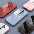 For OPPO A5 2020 Cover + Wrist Strap Fashion Shiny Maple leaf Plating Square Bumper Phone Case Soft TPU Silicone Shockproof Protective Back Cover. 