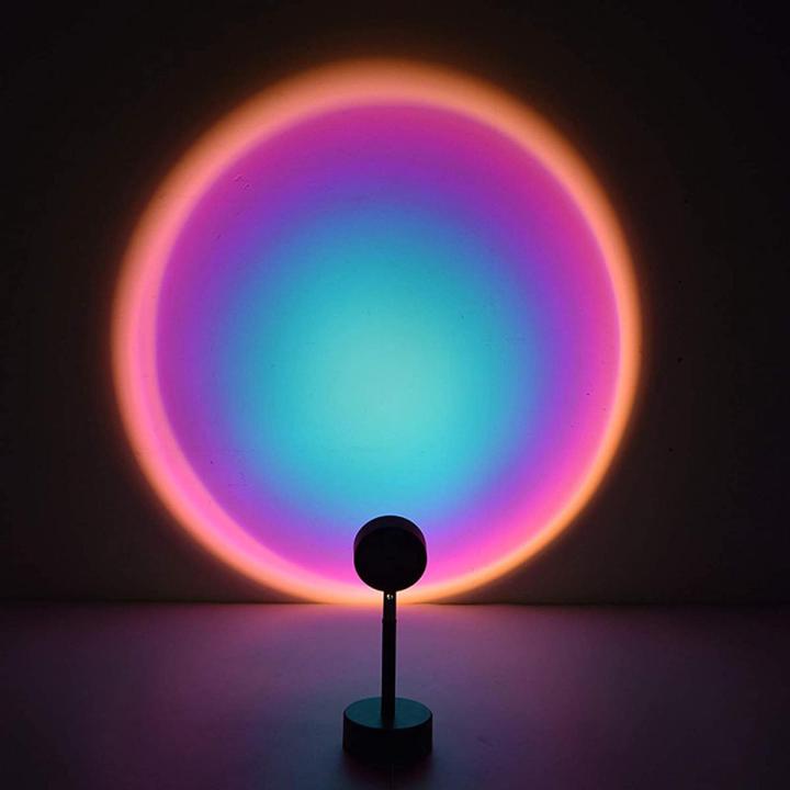 Sunset Projection Led Light, Rainbow Floor Stand Modern Lamp Night Light for Living Room Bedroom Romantic Projector Gift for Wedding Birthd