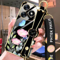 VRQR Wrist Band Case For OPPO Realme C51 Back Cover Butterfly Flowers Pattern Soft Cover With Strap Lanyard Realme C53 Narzo N53 Note 50 C63 C61. 