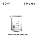 Glass Beaker 50ml (1-6 Pcs) - Borosilicate, Heat Resistant, Graduated Measuring Cup for Lab, Chemistry, Baking, Perfume, Candle Making & DIY Experiments. 