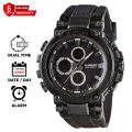 X-Gear 3897 Dual Time Fashion Sports Watch Stainless Steel Multifunctional Dial Water Resistant Watch for Men Rubber Straps Sports Watch. 