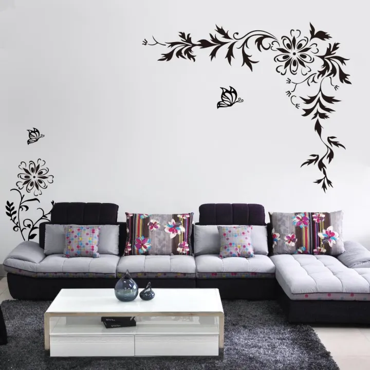 Black%20flower%20vine%20wall%20stickers%20Vinyl%20DIY%20Art%20wall%20decals%20For%20Living%20room%20Bedroom%20Background%20wall%20Home%20decor%20murals%20JM7032%20-%20Image%207