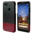 Happon Case for Google Pixel 3a Back Case Ultra Slim Fit Contrast Color Hard PC+Leather Cover Anti-Scratch Phone Protector    Red-light brown. 