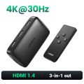 Ugreen 4K HDMI Switch for Xiaomi Mi Box 3 In 1 Out HDMI Switcher 4K/30Hz for TV box Projector PS4 Switch HDMI 4K with Controller HDMI Cable Splitter. 