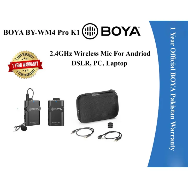 1%20Year%20Warranty%20-%20BOYA%20Universal%20Wireless%20Lavalier%20Microphone%20BY-WM4%20Pro%20K1%20Compatible%20with%20DSLR%20Camera%20Smartphone%20-%20Image%202