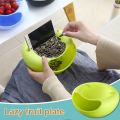 Creative Multifunction Double Layers Lazy Snack Bowl Plastic Fruit Plate Phone Holder. 