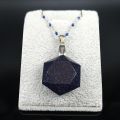 2022 Hexagram Blue Sandstone Stainless Steel Statement Necklace Women Silver Color Chain Necklace Jewelry collar mujer NG26S04. 