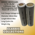 18650 3800mAh Rechargeable Cell Lithium-ion Battery 3.7V for Power Bank, LED Torch Pack of Two. 