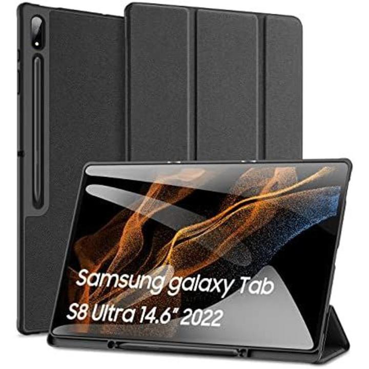 Samsung Galaxy Tab S8 Ultra Book Cover - Smart Case Cover with Pen Option - S8 Ultra Book Cover