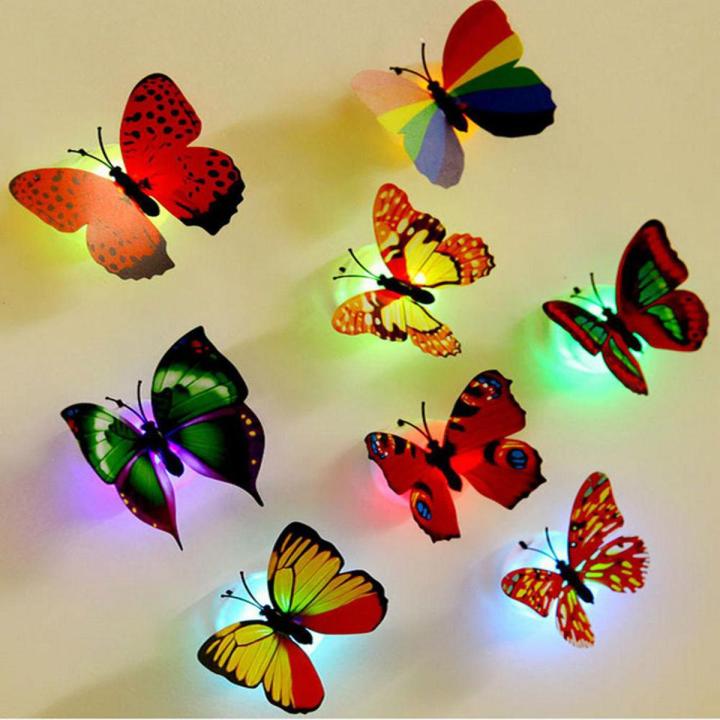 Glow In The Dark Led Butterflies Night Light Led Color Changing For Kids Room Glowing