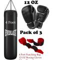 Boxing Bag set with Chain and boxing Gloves hand bandages wraps boxing kit full set Punching Bag - 4 Feet Sandbag Boxing gloves full set MMA. 