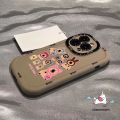 INS Cream Puffs Cute Brown Bear Cartoon Painting Phone Case Compatible for IPhone 11 15 14 13 12 Pro Max XR X XS Max Macaron Luxury Liquid Silicon Shockproof Cover. 