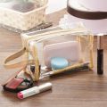 Clear Cosmetic Bag Makeup Bag Zipper Cosmetics Bag Transparent Travel Storage Carry Pouch PVC Zippered Toiletry Bag Organizers With Handle For Vacation Travel, Bathroom - Pink - 1 Pc. 