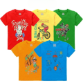 pack of cotton T-shirts for kids with multi-color prints. 