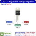 6Pcs LM317T Adjustable Voltage Regulator IC Pack 1.2V–37V 1.5A TO-220 Power Supply Module for DIY Electronics by Electrica. 
