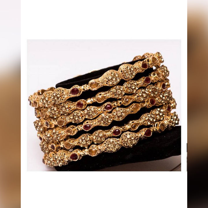 Gold Plated - Set Of Zircon Bangle - Golden