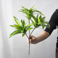 36cm 3 Heads Artificial Palm Tree Plastic Bamboo Branch Tropical Potted Plants Grass For Home Desktop Plant Wall Decoration. 
