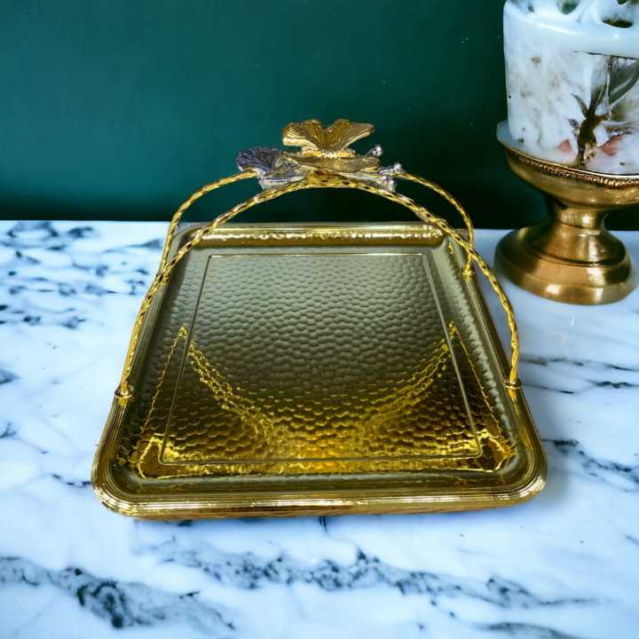Turkish Ottoman Presentation Tray with Butterfly Handle, Serving Tray, Sweets Serving Trays
