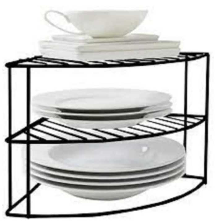 Corner shelf plate Rack _ 3 Tier kitchen Cabinet Organiser