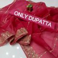 Dinero Outlet Organza Tissue Dupatta with 9mm Sequence Work, Embroidered Fancy Dupatta for Women and Girls, Atishi Color, Trendy Stoler Accessory. 