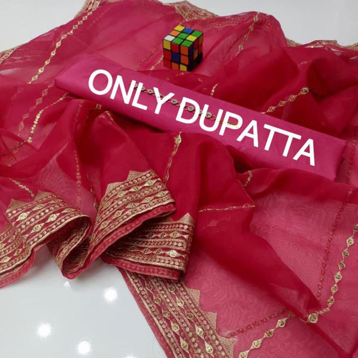 Dinero Outlet Organza Tissue Dupatta with 9mm Sequence Work, Embroidered Fancy Dupatta for Women and Girls, Atishi Color, Trendy Stoler Accessory