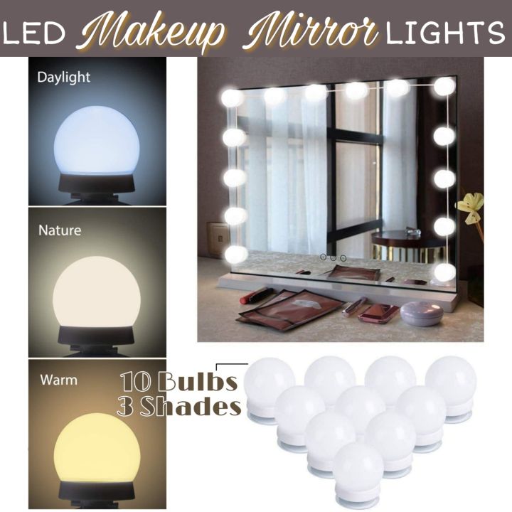 Vanity Light LED Bulbs for Makeup Mirror Stand  10 Bulbs with 3 Light Modes