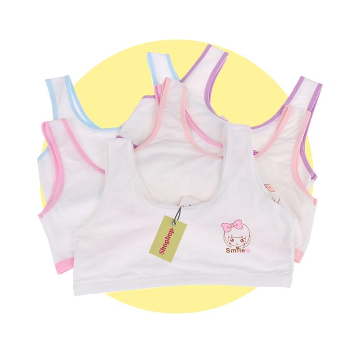 SHOPBOP Pack of 3 Teenage Girls Bra Cotton Solid Student Underwear Kids Girls Children Vest Training Bras Tops Wrapped Chest Steel-Free Bra Non Padded