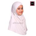 Pack of 1 Casual Makhna Hijab for Girls Black and White, Cotton Islamic Headscarf, Full Coverage Plain Scarf for Muslim Kids, Soft Inner. 