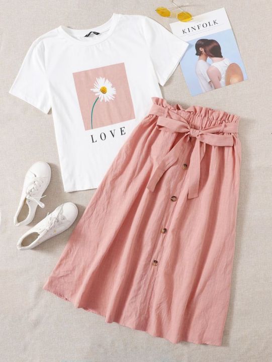AESTHETIC T-SHIRT & SKIRT FOR WOMEN / LADIES T-SHIRT& SKIRTS / T-SHIRTS & SKIRTS FOR GIRLS