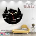 Gift MALL - Sea Boats 3D Silent Wooden Wall Clock - Home & Office Décor - Laser Cut. 