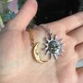 Sun And Moon Friendship Mate Necklaces Vintage Style Faces Moon And Sun Necklace Set. 